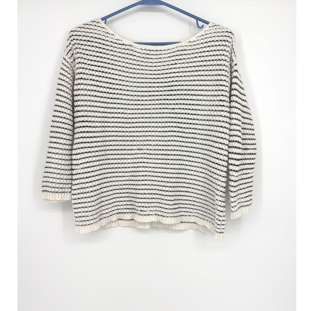 Lauren‎ Conrad Striped Sweater Cream Black Knit 3/4 Sleeve XS